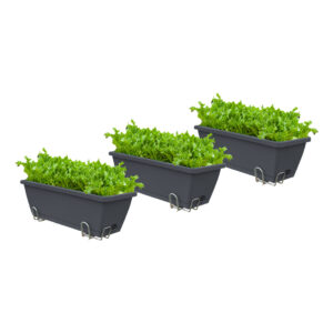 SOGA 49.5cm Black Rectangular Planter Vegetable Herb Flower Outdoor Plastic Box with Holder Balcony Garden Decor Set of 3 PlantBox3G AU DEPOT - AU DEPOT