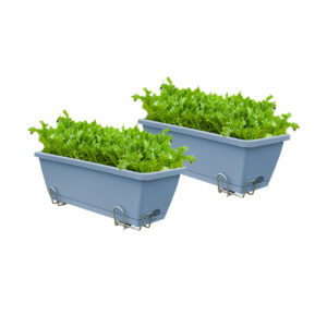 SOGA 49.5cm Blue Rectangular Planter Vegetable Herb Flower Outdoor Plastic Box with Holder Balcony Garden Decor Set of 2 PlantBox2W AU DEPOT - AU DEPOT