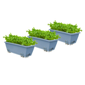 SOGA 49.5cm Blue Rectangular Planter Vegetable Herb Flower Outdoor Plastic Box with Holder Balcony Garden Decor Set of 3 PlantBox3W AU DEPOT - AU DEPOT