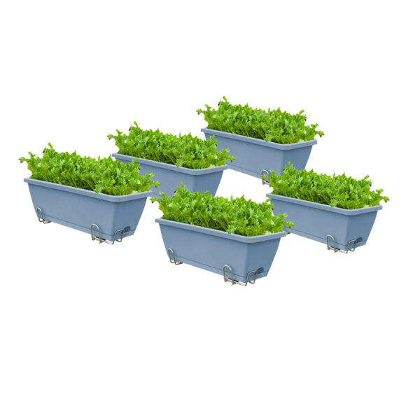 SOGA 49.5cm Blue Rectangular Planter Vegetable Herb Flower Outdoor Plastic Box with Holder Balcony Garden Decor Set of 5, Garden, Tools & Hardware, Gardening & Lawn Care, Pots, Planters & Container Accessories, , ,  - AU DEPOT 1