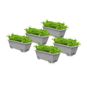 SOGA 49.5cm Gray Rectangular Planter Vegetable Herb Flower Outdoor Plastic Box with Holder Balcony Garden Decor Set of 5, Garden, Tools & Hardware, Gardening & Lawn Care, Pots, Planters & Container Accessories, , ,  - AU DEPOT 1