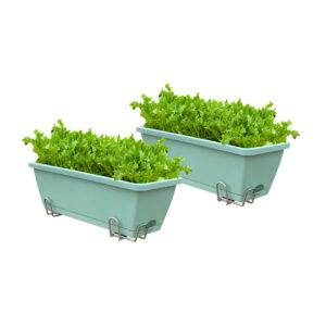 SOGA 49.5cm Green Rectangular Planter Vegetable Herb Flower Outdoor Plastic Box with Holder Balcony Garden Decor Set of 2, Garden, Tools & Hardware, Gardening & Lawn Care, Pots, Planters & Container Accessories, , ,  - AU DEPOT 1