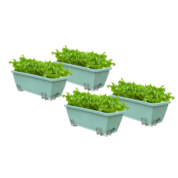 SOGA 49.5cm Green Rectangular Planter Vegetable Herb Flower Outdoor Plastic Box with Holder Balcony Garden Decor Set of 4, Garden, Tools & Hardware, Gardening & Lawn Care, Pots, Planters & Container Accessories, , ,  - AU DEPOT 1