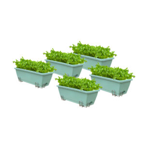 SOGA 49.5cm Green Rectangular Planter Vegetable Herb Flower Outdoor Plastic Box with Holder Balcony Garden Decor Set of 5, Garden, Tools & Hardware, Gardening & Lawn Care, Pots, Planters & Container Accessories, , ,  - AU DEPOT 1