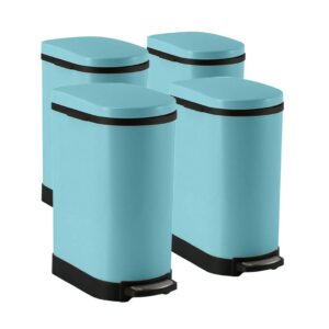 SOGA 4X 10L Foot Pedal Stainless Steel Rubbish Recycling Garbage Waste Trash Bin U Blue Kitchen Bins RubbishBinU10LBlueX4 AU DEPOT Kitchen Bins - AU DEPOT