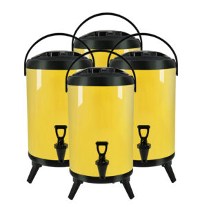 SOGA 4X 10L Stainless Steel Insulated Milk Tea Barrel Hot and Cold Beverage Dispenser Container with Faucet Yellow Spirit Dispensers VICDispenser10LYELX4 AU DEPOT Spirit Dispensers - AU DEPOT