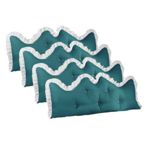 SOGA 4X 120cm Blue Green Princess Bed Pillow Headboard Backrest Bedside Tatami Sofa Cushion with Ruffle Lace Home Decor PillowSlk120BlueX4 AU DEPOT - AU DEPOT