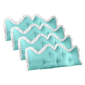 SOGA 4X 120cm Light Blue Princess Bed Pillow Headboard Backrest Bedside Tatami Sofa Cushion with Ruffle Lace Home Decor PillowSlk120LightBlueX4 AU DEPOT - AU DEPOT