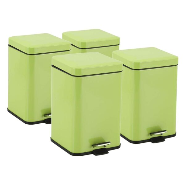 SOGA 4X 12L Foot Pedal Stainless Steel Rubbish Recycling Garbage Waste Trash Bin Square Green, Home & Living, Kitchen & Dining, Kitchen Storage, Kitchen Bins, ,  - AU DEPOT 1