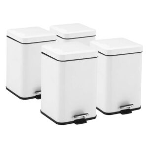 SOGA 4X 12L Foot Pedal Stainless Steel Rubbish Recycling Garbage Waste Trash Bin Square White Kitchen Bins RubbishBinSquare12LWhiteX4 AU DEPOT Kitchen Bins - AU DEPOT