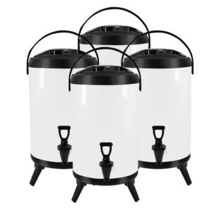 SOGA 4X 12L Stainless Steel Insulated Milk Tea Barrel Hot and Cold Beverage Dispenser Container with Faucet White Spirit Dispensers VICDispenser12LWHTX4 AU DEPOT Spirit Dispensers - AU DEPOT