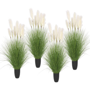 SOGA 4X 137cm Potted Tall Silk Fake Pampas Grass Artificial Plants Reed Greenery Flowers Home Decor APlantFH60211X4 AU DEPOT - AU DEPOT