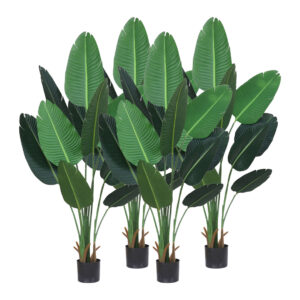 SOGA 4X 180cm Artificial Bird of Paradise Plants Fake Tropical Palm Tree with 10 in Pot and Woven Seagrass Belly Home Decor APlantFHM18013X4 AU DEPOT - AU DEPOT