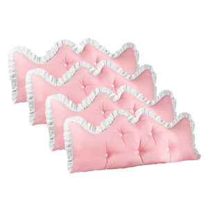 SOGA 4X 180cm Pink Princess Bed Pillow Headboard Backrest Bedside Tatami Sofa Cushion with Ruffle Lace Home Decor PillowSlk180PinkX4 AU DEPOT - AU DEPOT