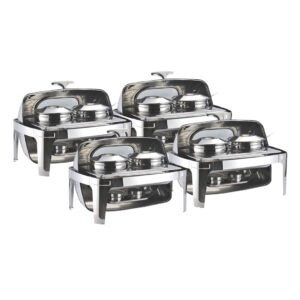 SOGA 4X 6.5L Stainless Steel Double Soup Tureen Bowl Station Roll Top Buffet Chafing Dish Catering Chafer Food Warmer Server ChafingDishV4A2X4 AU DEPOT - AU DEPOT