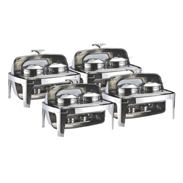 SOGA 4X 6.5L Stainless Steel Double Soup Tureen Bowl Station Roll Top Buffet Chafing Dish Catering Chafer Food Warmer Server, Business & Industrial, Food Service, Plate & Dish Warmers, , ,  - AU DEPOT 1