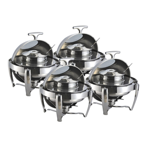 SOGA 4X 6.5L Stainless Steel Round Soup Tureen Bowl Station Roll Top Buffet Chafing Dish Catering Chafer Food Warmer Server, Business & Industrial, Food Service, Plate & Dish Warmers, , ,  - AU DEPOT 1