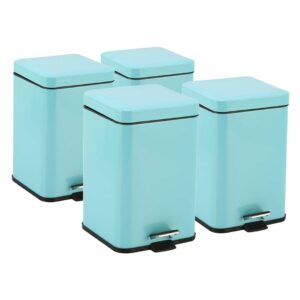 SOGA 4X 6L Foot Pedal Stainless Steel Rubbish Recycling Garbage Waste Trash Bin Square Blue Kitchen Bins RubbishBinSquare6LBlueX4 AU DEPOT Kitchen Bins - AU DEPOT