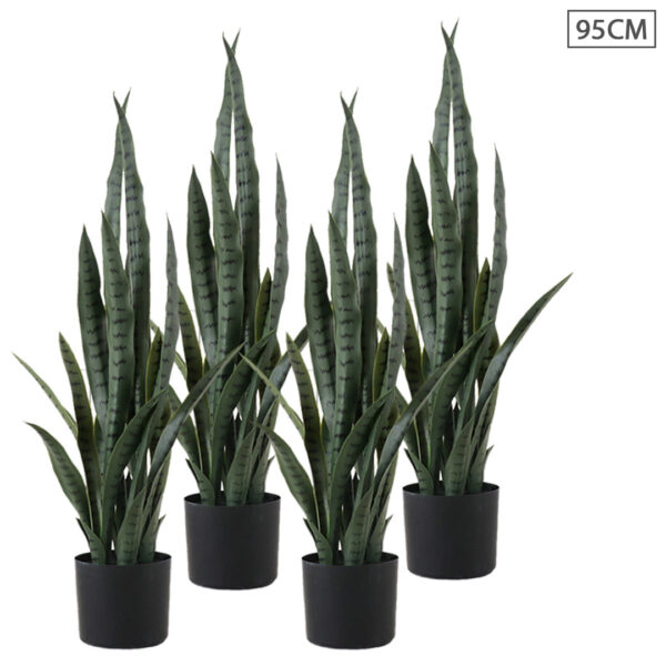 SOGA 4X 95cm Sansevieria Snake Artificial Plants with Black Plastic Planter Greenery, Home Office Decor, Home & Living, Home Decor, Artificial Plants, , ,  - AU DEPOT 1