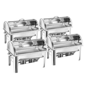 SOGA 4X 9L Stainless Steel Full Size Roll Top Chafing Dish Food Warmer ChafingDish8231X4 AU DEPOT - AU DEPOT