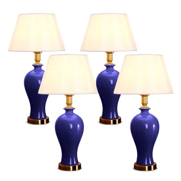 SOGA 4X Blue Ceramic Oval Table Lamp with Gold Metal Base, Home & Living, Lighting, Indoor Lights, Lamps, Table Lamps,  - AU DEPOT 1