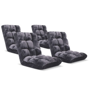 SOGA 4X Floor Recliner Folding Lounge Sofa Futon Couch Folding Chair Cushion Grey LoungeChairGreyX4 AU DEPOT - AU DEPOT