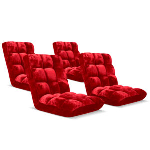 SOGA 4X Floor Recliner Folding Lounge Sofa Futon Couch Folding Chair Cushion Red, Furniture, Living Room Furniture, Occasional Chairs, , ,  - AU DEPOT 1