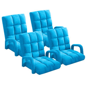 SOGA 4X Foldable Lounge Cushion Adjustable Floor Lazy Recliner Chair with Armrest Blue LoungeArmBlueX4 AU DEPOT - AU DEPOT