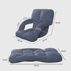 SOGA 4X Foldable Lounge Cushion Adjustable Floor Lazy Recliner Chair with Armrest Grey, Furniture, Living Room Furniture, Occasional Chairs, , ,  - AU DEPOT 2