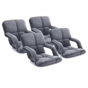 SOGA 4X Foldable Lounge Cushion Adjustable Floor Lazy Recliner Chair with Armrest Grey LoungeKidGreyX4 AU DEPOT - AU DEPOT