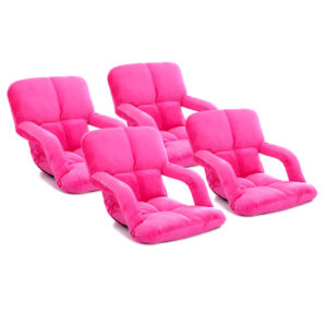 SOGA 4X Foldable Lounge Cushion Adjustable Floor Lazy Recliner Chair with Armrest Pink LoungeKidPinkX4 AU DEPOT - AU DEPOT