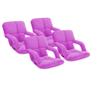 SOGA 4X Foldable Lounge Cushion Adjustable Floor Lazy Recliner Chair with Armrest Purple LoungeKidPurpleX4 AU DEPOT - AU DEPOT