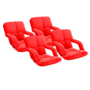 SOGA 4X Foldable Lounge Cushion Adjustable Floor Lazy Recliner Chair with Armrest Red LoungeKidRedX4 AU DEPOT - AU DEPOT