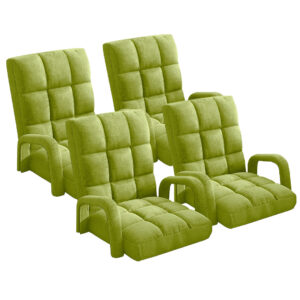 SOGA 4X Foldable Lounge Cushion Adjustable Floor Lazy Recliner Chair with Armrest Yellow Green LoungeArmYellowX4 AU DEPOT - AU DEPOT