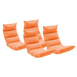 SOGA 4X Foldable Tatami Floor Sofa Bed Meditation Lounge Chair Recliner Lazy Couch Orange LoungeLeatherOrangeX4 AU DEPOT - AU DEPOT