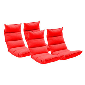 SOGA 4X Foldable Tatami Floor Sofa Bed Meditation Lounge Chair Recliner Lazy Couch Red LoungeLeatherRedX4 AU DEPOT - AU DEPOT