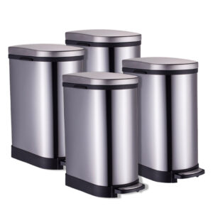 SOGA 4X Foot Pedal Stainless Steel Rubbish Recycling Garbage Waste Trash Bin 10L U Kitchen Bins RubbishBinU10LSSX4 AU DEPOT Kitchen Bins - AU DEPOT