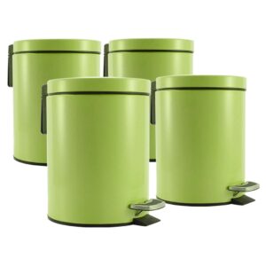 SOGA 4X Foot Pedal Stainless Steel Rubbish Recycling Garbage Waste Trash Bin Round 12L Green Kitchen Bins RubbishBinRound12LGreenX4 AU DEPOT Kitchen Bins - AU DEPOT