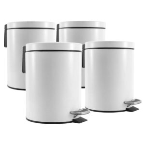 SOGA 4X Foot Pedal Stainless Steel Rubbish Recycling Garbage Waste Trash Bin Round 7L White Kitchen Bins RubbishBinRound7LWhiteX4 AU DEPOT Kitchen Bins - AU DEPOT