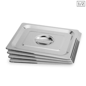 SOGA 4X Gastronorm GN Pan Lid Full Size 12 Stainless Steel Tray Top Cover Baking Trays GP5502 JLID2F X4 AU DEPOT Baking Trays - AU DEPOT