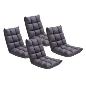 SOGA 4X Grey Lounge Floor Recliner Adjustable Gaming Sofa Bed Foldable Indoor Outdoor Backrest Seat Home Office Decor LoungeD1459X4 AU DEPOT - AU DEPOT