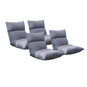 SOGA 4X Lounge Floor Recliner Adjustable Lazy Sofa Bed Folding Game Chair Grey LoungeFabricGreyX4 AU DEPOT - AU DEPOT