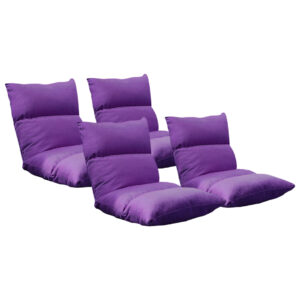 SOGA 4X Lounge Floor Recliner Adjustable Lazy Sofa Bed Folding Game Chair Purple LoungeFabricPurpleX4 AU DEPOT - AU DEPOT