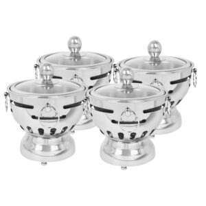 SOGA 4X Stainless Steel Mini Asian Buffet Hot Pot Single Person Shabu Alcohol Stove Burner with Glass Lid ChafingDishHotPot7X4 AU DEPOT - AU DEPOT