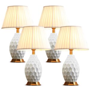 SOGA 4X Textured Ceramic Oval Table Lamp with Gold Metal Base White Lamps TableLamp180WhiteX4 AU DEPOT Lamps - AU DEPOT