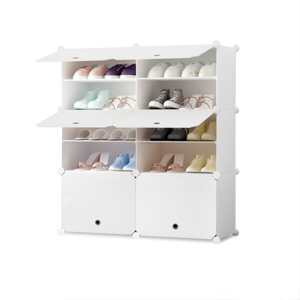 SOGA 5 Tier 2 Column White Shoe Rack Organizer Sneaker Footwear Storage Stackable Stand Cabinet Portable Wardrobe with Cover, Furniture, Storage & Shelving, Shoe Storage, , ,  - AU DEPOT 1