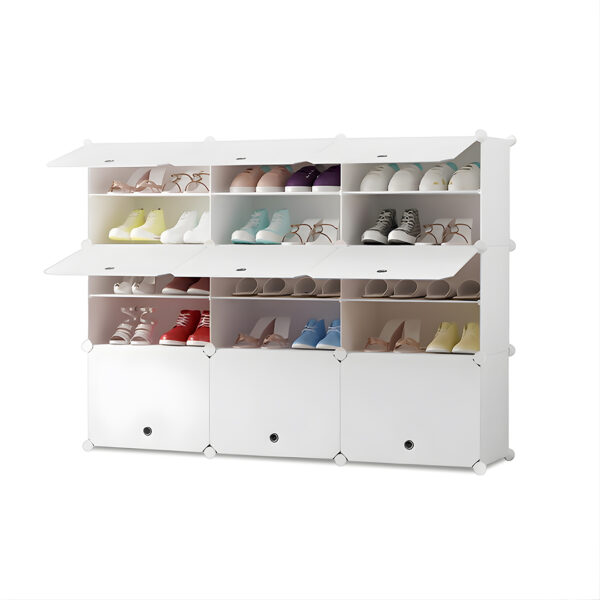 SOGA 5 Tier 3 Column White Shoe Rack Organizer Sneaker Footwear Storage Stackable Stand Cabinet Portable Wardrobe with Cover, Furniture, Storage & Shelving, Shoe Storage, , ,  - AU DEPOT 1