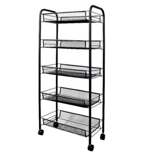 SOGA 5 Tier Steel Black Bee Mesh Kitchen Cart Multi Functional Shelves Portable Storage Organizer with Wheels KitchenXY038 AU DEPOT - AU DEPOT