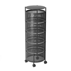 SOGA 5 Tier Steel Round Rotating Kitchen Cart Multi-Functional Shelves Portable Storage Organizer with Wheels, Garden, Tools & Hardware, Garage Storage & Organisation, Utility Shelves, , ,  - AU DEPOT 1