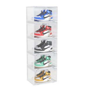 SOGA 5 Tier Transparent Portable Shoe Organiser Sneaker Footwear Folding Plastic Bin Stackable Storage Box with Magnetic Door ShoeA9005WHT AU DEPOT - AU DEPOT